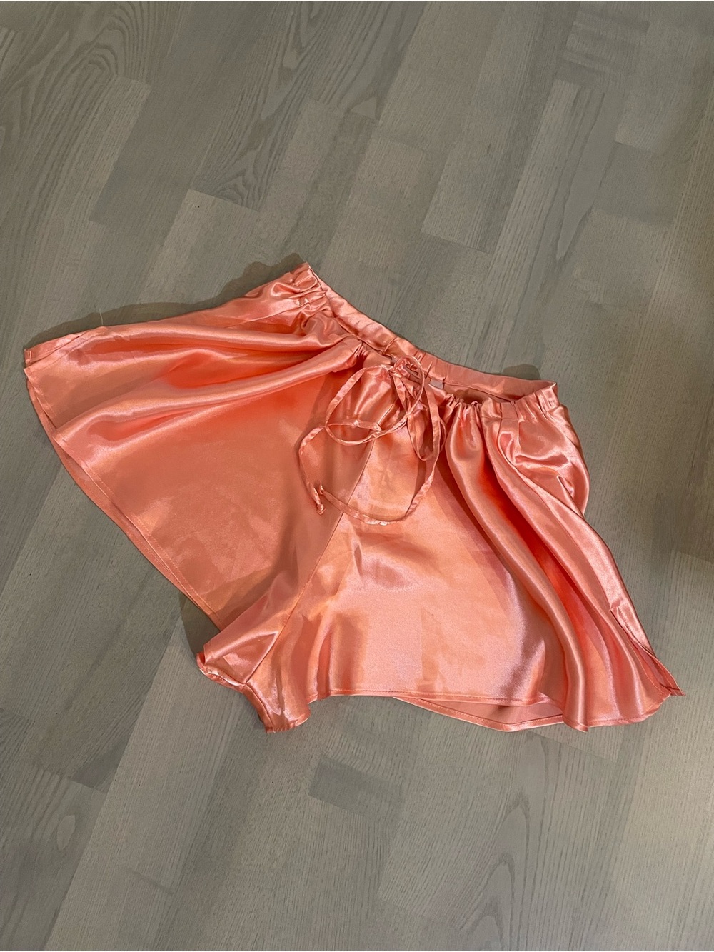 La Vie en Rose Silky Satin Coral 🪸 Peach 🍑 Drawstring Sleep Shorts